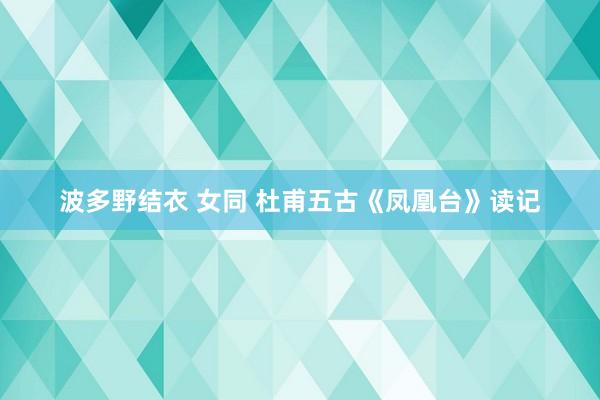 波多野结衣 女同 杜甫五古《凤凰台》读记