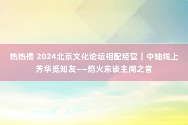 热热撸 2024北京文化论坛相配经营｜中轴线上芳华觅知友——焰火东谈主间之音