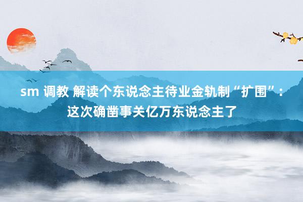 sm 调教 解读个东说念主待业金轨制“扩围”：这次确凿事关亿万东说念主了
