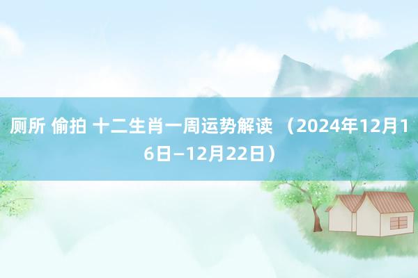 厕所 偷拍 十二生肖一周运势解读 （2024年12月16日—12月22日）