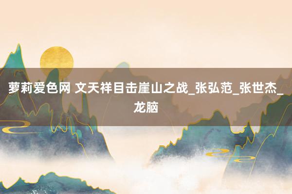 萝莉爱色网 文天祥目击崖山之战_张弘范_张世杰_龙脑