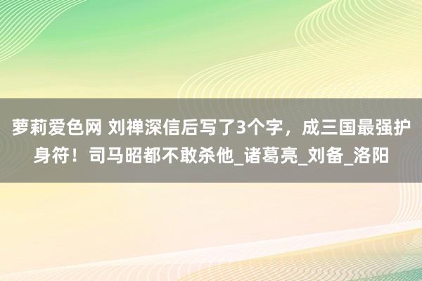 萝莉爱色网 刘禅深信后写了3个字，成三国最强护身符！司马昭都不敢杀他_诸葛亮_刘备_洛阳